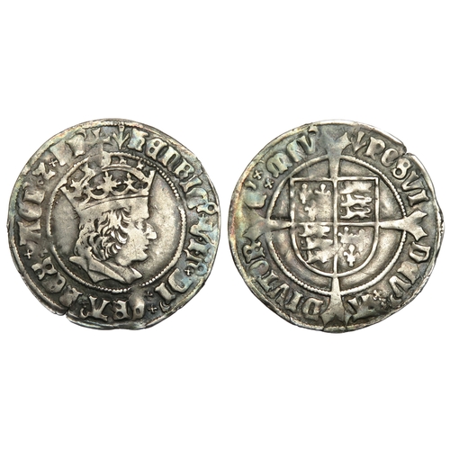 400 - Henry VII Profile issue groat. Silver, 3.16g. 27mm. Crowned bust right. Shield over cross, mint mark... 