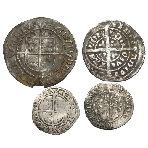 389 - Medieval, Tudor and Stuart hammered silver coin group. Largest 26mm.