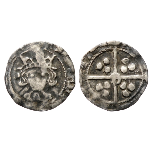 387 - Richard III penny. 1483-85 AD. Durham, Bishop Sherwood. Crowned facing bust, S on breast. R. Cross w... 