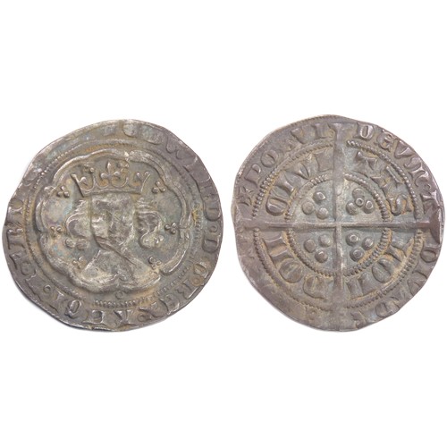 358 - Edward III Groat. Pre-treaty period, 1351-77. Series G, London. Crowned facing bust, annulet below. ... 