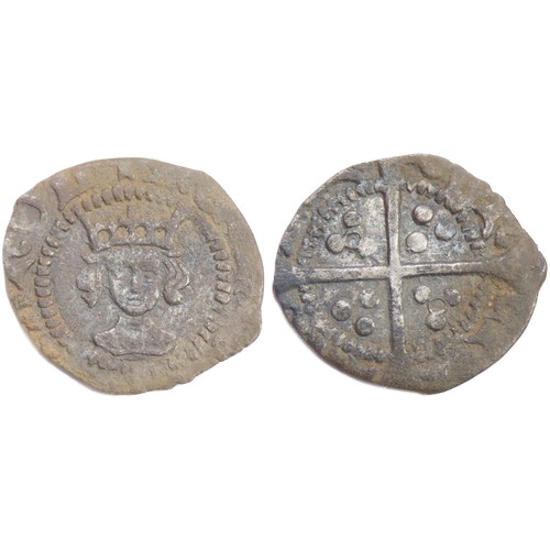 377 - Henry VI halfpenny. Annulet issue, 1422-30 AD. London. Crowned facing bust. R. Cross with pellets in... 