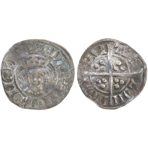 347 - Edward I penny. 1279-1307 AD. London, class 4e. Crowned facing bust, three pellets on breast. R. Cro... 