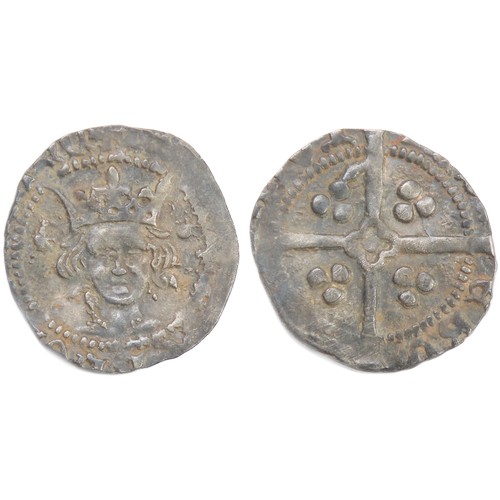 366 - Henry V penny. 1413-1422 AD. York, series F. Crowned facing bust, trefoil over mullet and annulet by... 