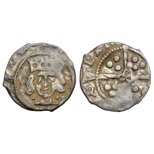 386 - Edward IV Irish penny. First cross and pellet coinage, 1465 AD. Dublin. Silver, 0.59g. 14mm. Crowned... 