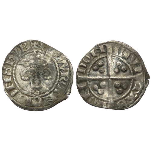 349 - Edward I penny. London, class 7a. Silver, 1.30g. 18mm. Crowned facing bust, rose on breast. R. Cross... 