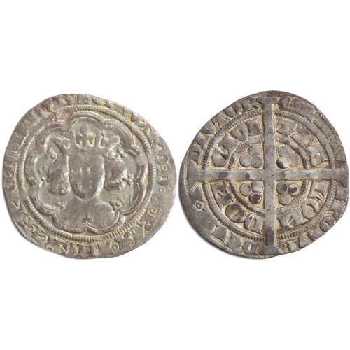 362 - Edward III groat. Pre-treaty period 1351-61 AD. London, series C. Crowned facing bust. R. Cross with... 