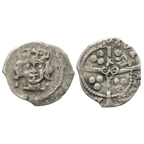 380 - Edward IV penny. Second cross and pellet coinage, 1470. Dublin. Silver, 15mm. 0.56g. Crowned facing ... 