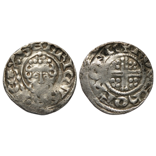 339 - Henry III penny. Circa 1218-1232 AD. Canterbury, class 7b. Silver, 18mm. 1.39g. Crowned facing bust ... 