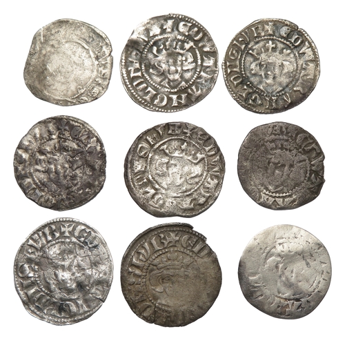 355 - Nine silver Pennies, Edward I to Edward II.