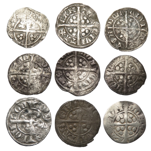 355 - Nine silver Pennies, Edward I to Edward II.