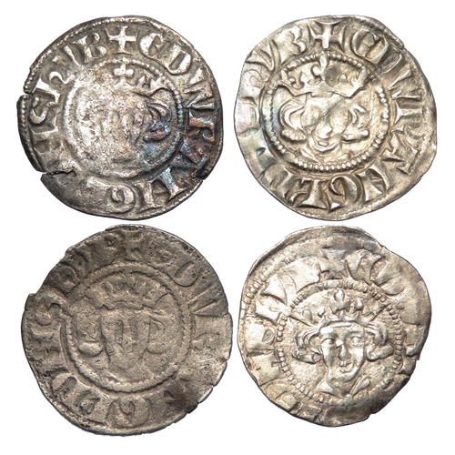 364 - Four Edward Pennies. Chester, Canterbury, Durham and York. Largest 20mm.