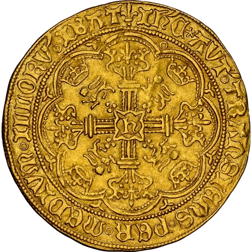 373 - Henry VI. First reign, 1422-1461. Gold Noble, annulet issue. London mint. 1422-1423. Henry standing ... 