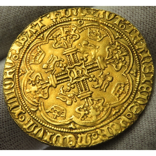 370 - Henry VI Noble, first reign 1422-1461. Annulet issue 1422-1430. Gold, 7.1g. 35mm. King standing on s... 