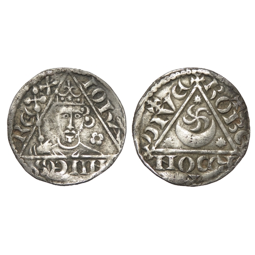 334 - Ireland: John penny. Third 'Rex' coinage, 1208-1211 AD. Dublin. Silver, 19mm. 1.40g. Crowned bust ho... 