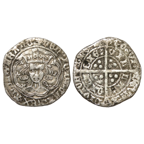 372 - Henry VI groat, Calais. Annulet issue, 1422-30 AD. Silver, 26mm. 3.50g. Crwoned facing bust, annulet... 