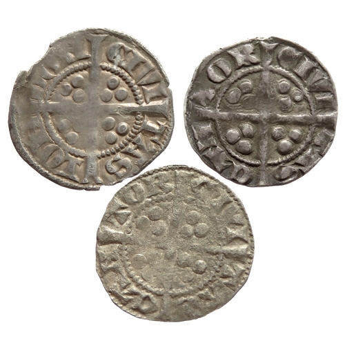 351 - Edward I & II pennies (3). 1.08g-1.4g