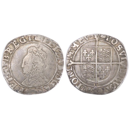 423 - Elizabeth I shilling. Sixth Issue, 1582-1600. Crowned bust left, ELIZAB D G ANG FR ET HIB REGINA. R.... 