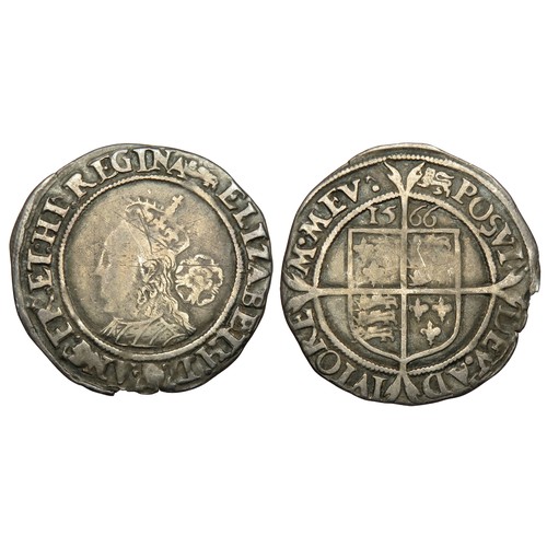 428 - Elizabeth I sixpence. Third & Fourth Issues, 1561-77 AD. Crowned bust left, rose behind. ELIZABE... 