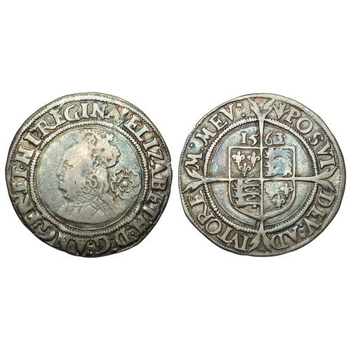 430 - Elizabeth I sixpence. Third & Fourth Issues, 1561-77 AD. Crowned bust left, rose behind. ELIZABE... 