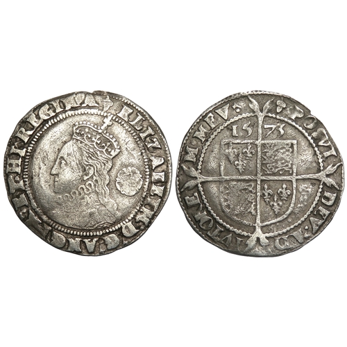 431 - Elizabeth I sixpence. Third & Fourth Issues, 1561-77 AD. Crowned bust left, rose behind. ELIZABE... 