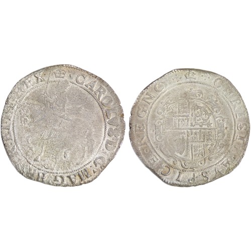 443 - Charles I Half crown. Tower mint under the king, mint mark crown. Third horseman, type 3a1, scarf fl... 