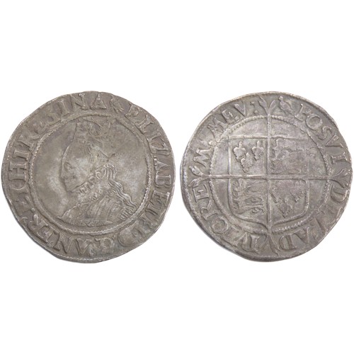 424 - Elizabeth I shilling. Second issue, 1560-61. Crowned bust left, ELIZABETH D G ANG FR ET HI REGINA. R... 