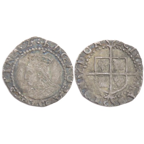 435 - Elizabeth I Penny. Seventh issue, 1601-2. Crowned bust left, E D G ROSA SINE SPINA. R. Shield over c... 