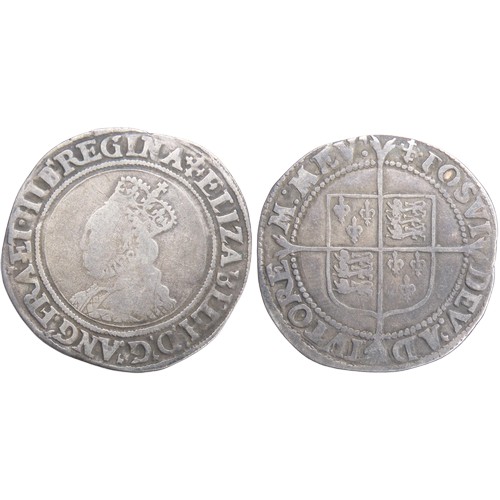 418 - Elizabeth I shilling. Second Issue, 1560-1. Crowned bust left, ELIZABETH D G ANG FR ET HIB REGINA. R... 