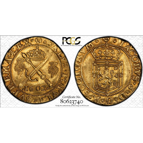 441 - James VI (I) gold Sword & Scepter 1602. Graded AU55 PCGS. Edinburgh mint, Eighth coinage. Ref: S... 