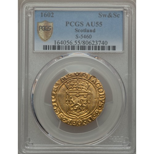 441 - James VI (I) gold Sword & Scepter 1602. Graded AU55 PCGS. Edinburgh mint, Eighth coinage. Ref: S... 