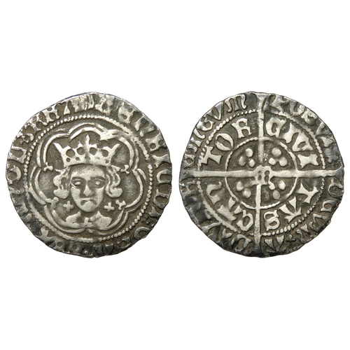 402 - Henry VII halfgroat, facing bust issue. Canterbury, Archbishop Morton. Silver, 20mm. 1.41g. Crowned ... 