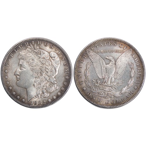 481 - United States Morgan Dollar. 1882. Silver, 26.85g, 38mm. Liberty head, facing left. R. Eagle holding... 