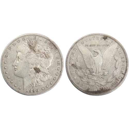 482 - United States Morgan Dollar. 1890 S. Silver, 26.49g, 38mm. Liberty head, facing left. R. Eagle holdi... 