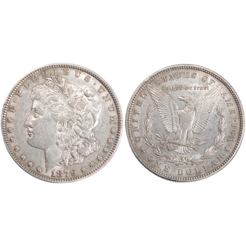 483 - United States Morgan Dollar. 1878. Silver, 26.68g, 38mm. Liberty head, facing left. R. Eagle holding... 