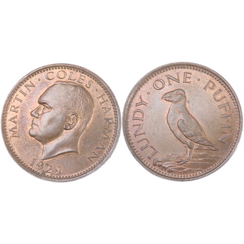 486 - Lundy Island, Martin Coles Harman, One Puffin 1929. Copper, 10g. 29mm.Lundy, an island in the Bristo... 