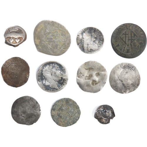 488 - Groups of mixed silver coins / finds. to include English and continental hammered coins, milled coin... 