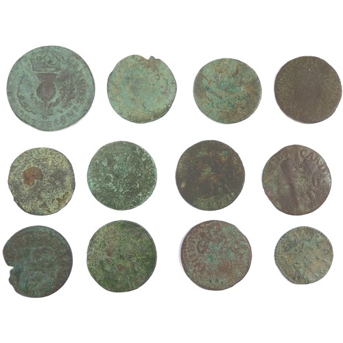 463 - Collection of Scottish copper coins. Circa 17th century AD. To include coins from the reigns of Char... 