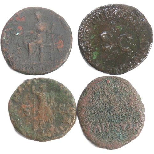 498 - Roman AE As (4). Circa 1st-2nd century AD. Copper-alloy, 24mm-29mm. Various emporers.