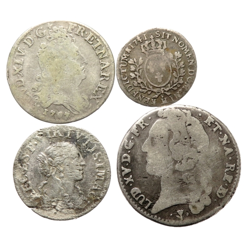 499 - France: Silver coinage (4). 1.45g-5.5g, 17mm-25mm.