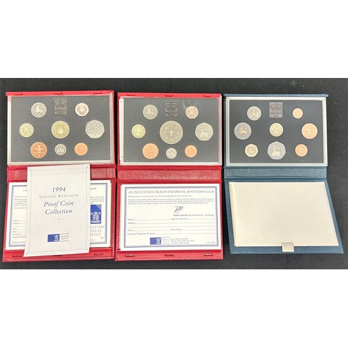 514 - Royal Mint, proof coin collections. (3) 1984, 1993, 1994 United Kingdom Proof Coin Collection.