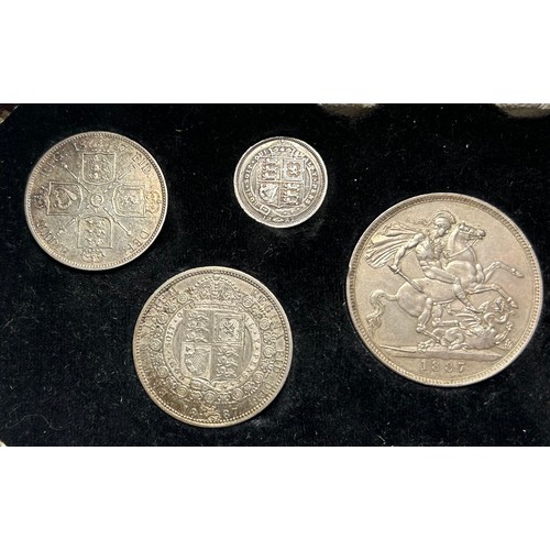 479 - Victoria 1887 Silver Coin Set (7). Crown, double florin, half crown, florin, shilling, sixpence and ... 