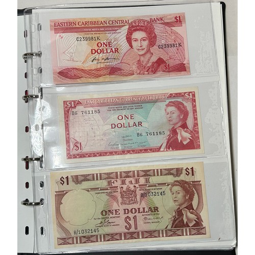 527 - World Bank Notes (33) in black collectors folder. To include, United states 1&2 dollars, Queen E... 