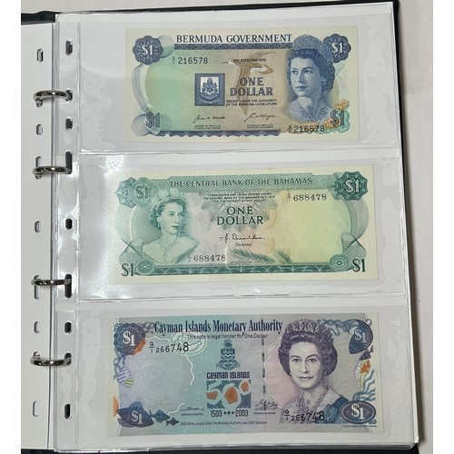 527 - World Bank Notes (33) in black collectors folder. To include, United states 1&2 dollars, Queen E... 