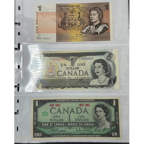 527 - World Bank Notes (33) in black collectors folder. To include, United states 1&2 dollars, Queen E... 