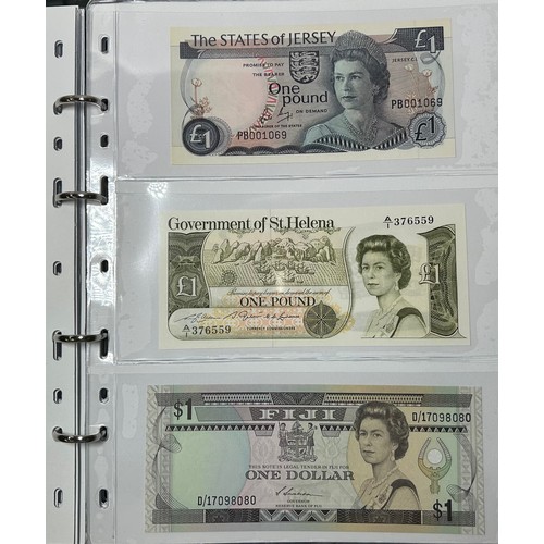 527 - World Bank Notes (33) in black collectors folder. To include, United states 1&2 dollars, Queen E... 