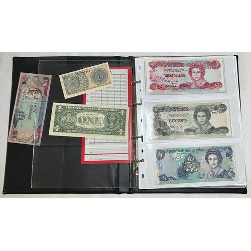 527 - World Bank Notes (33) in black collectors folder. To include, United states 1&2 dollars, Queen E... 