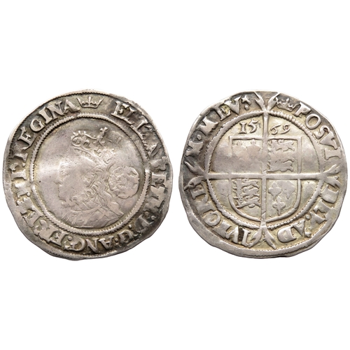 432A - Elizabeth I Sixpence. Third & fourth issue, 1561-77 AD. Mint mark coronet 1569. Crowned bust lef... 