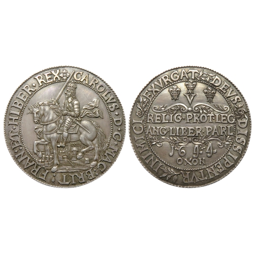 448A - Charles I. 1625-1649 AD. Crown, 41.5mm. A Copy of Rawlins Oxford mint declaration type, dated 1644 (... 