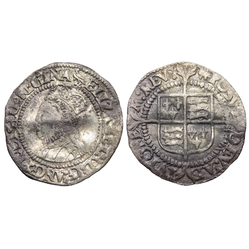 435A - Elizabeth I Half Groat. Second Issue, 1560-61 AD. Crowned bust left. R. Shield of arms over cross, m... 