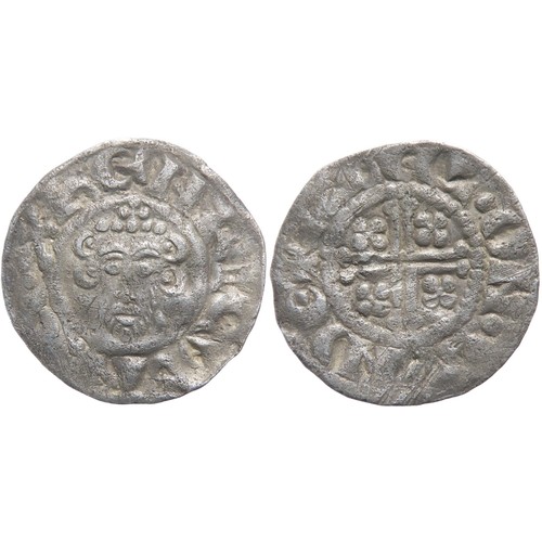 332A - John Penny. 1199-1216 AD. London mint, class 5b. Crowned facing bust with sceptre, +HENRICVS REX. R.... 